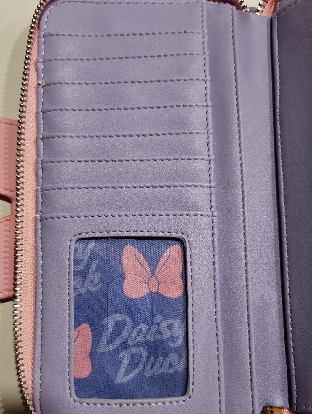 Disney Loungefly  Daisy Duck Face Zip Wallet - Pink, Lavender & Yellow NWOT